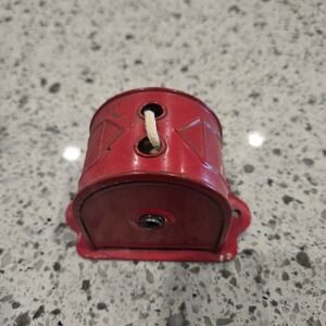 Antique 1920s-1940s Red Cast Metal Mechanical String Twine Dispenser Wall Mount